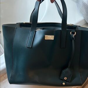 kate spade Dark Green Leather Tote with Gold Hardware